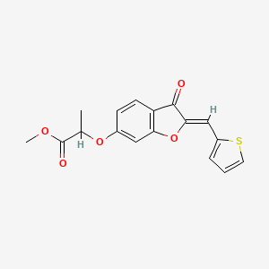 molecular formula C17H14O5S B2807556 (Z)-methyl 2-((3-oxo-2-(thiophen-2-ylmethylene)-2,3-dihydrobenzofuran-6-yl)oxy)propanoate CAS No. 844829-06-7
