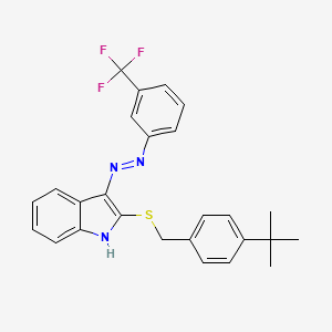 2-{[4-(tert-butyl)benzyl]sulfanyl}-3H-indol-3-one N-[3-(trifluoromethyl)phenyl]hydrazone