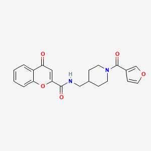 molecular formula C21H20N2O5 B2807571 N-((1-(furan-3-carbonyl)piperidin-4-yl)methyl)-4-oxo-4H-chromene-2-carboxamide CAS No. 1396885-06-5