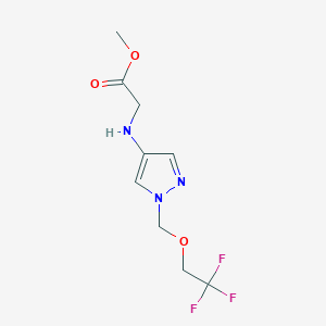 molecular formula C9H12F3N3O3 B2807575 Methyl 2-[[1-(2,2,2-trifluoroethoxymethyl)pyrazol-4-yl]amino]acetate CAS No. 2247207-22-1