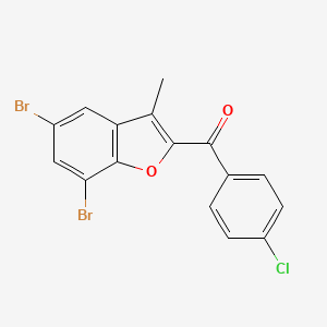 molecular formula C16H9Br2ClO2 B2807578 (4-Chlorophenyl)(5,7-dibromo-3-methyl-1-benzofuran-2-yl)methanone CAS No. 303145-23-5
