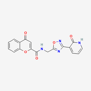 molecular formula C18H12N4O5 B2807579 4-oxo-N-((3-(2-oxo-1,2-dihydropyridin-3-yl)-1,2,4-oxadiazol-5-yl)methyl)-4H-chromene-2-carboxamide CAS No. 2034350-07-5