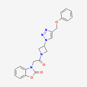 molecular formula C21H19N5O4 B2807582 3-(2-oxo-2-(3-(4-(phenoxymethyl)-1H-1,2,3-triazol-1-yl)azetidin-1-yl)ethyl)benzo[d]oxazol-2(3H)-one CAS No. 1903402-84-5