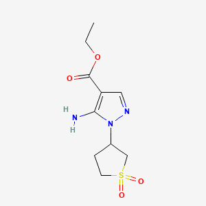 molecular formula C10H15N3O4S B2807596 Ethyl 5-amino-1-(1,1-dioxothiolan-3-yl)pyrazole-4-carboxylate CAS No. 1010863-54-3