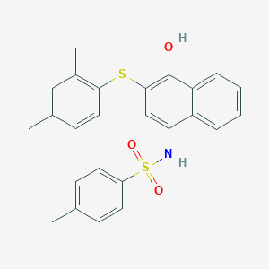 molecular formula C25H23NO3S2 B280762 N-{3-[(2,4-dimethylphenyl)sulfanyl]-4-hydroxy-1-naphthyl}-4-methylbenzenesulfonamide 