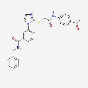 molecular formula C28H26N4O3S B2807623 3-(2-((2-((4-乙酰苯基)氨基)-2-氧代乙基)硫基)-1H-咪唑-1-基)-N-(4-甲基苯基)苯甲酰胺 CAS No. 1115403-55-8