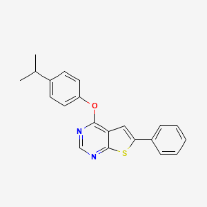 molecular formula C21H18N2OS B2807626 4-(4-异丙基苯氧基)-6-苯基噻吩[2,3-d]嘧啶 CAS No. 379239-38-0