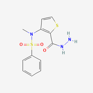 molecular formula C12H13N3O3S2 B2807629 N-[2-(hydrazinylcarbonyl)thiophen-3-yl]-N-methylbenzenesulfonamide CAS No. 1325305-55-2