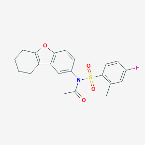 molecular formula C21H20FNO4S B280765 N-acetyl-4-fluoro-2-methyl-N-(6,7,8,9-tetrahydrodibenzo[b,d]furan-2-yl)benzenesulfonamide 