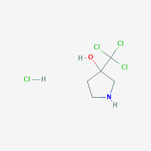 molecular formula C5H9Cl4NO B2807652 3-(三氯甲基)吡咯烷-3-醇；盐酸盐 CAS No. 2418669-05-1