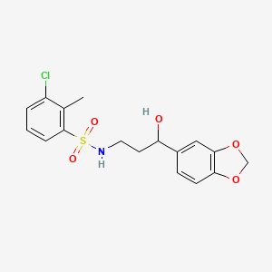 molecular formula C17H18ClNO5S B2807658 N-(3-(苯并[d][1,3]二噁英-5-基)-3-羟基丙基)-3-氯-2-甲基苯基磺酰胺 CAS No. 1421515-58-3