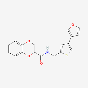 molecular formula C18H15NO4S B2807664 N-[[4-(Furan-3-yl)thiophen-2-yl]methyl]-2,3-dihydro-1,4-benzodioxine-3-carboxamide CAS No. 2380044-74-4
