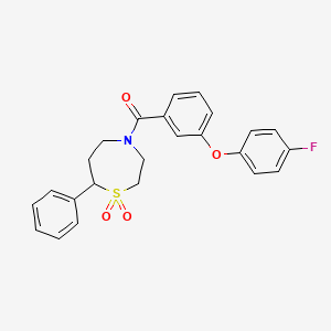 molecular formula C24H22FNO4S B2807675 (1,1-二氧化-7-苯基-1,4-噻吩-4-基)(3-(4-氟苯氧基)苯基)甲酮 CAS No. 2034304-03-3