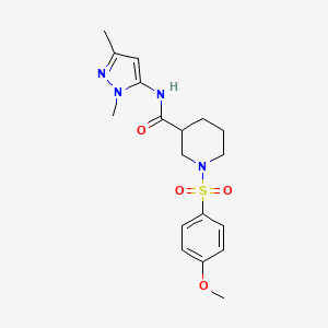 molecular formula C18H24N4O4S B2807676 N-(1,3-dimethyl-1H-pyrazol-5-yl)-1-((4-methoxyphenyl)sulfonyl)piperidine-3-carboxamide CAS No. 1170217-39-6