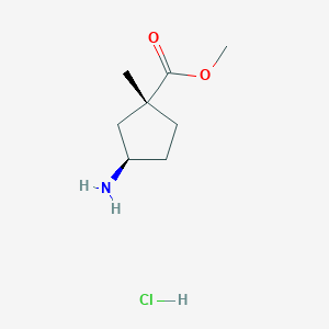 molecular formula C8H16ClNO2 B2807682 甲基(1R,3R)-3-氨基-1-甲基环戊烷羧酸酯；盐酸盐 CAS No. 2306253-74-5