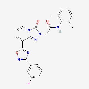 molecular formula C24H19FN6O3 B2807684 7-(4-甲基苯基)-6-({[3-(4-甲基苯基)-1,2,4-噁二唑-5-基]甲基}硫基)[1,3]二噁杂环[4,5-g]喹唑啉-8(7H)-酮 CAS No. 1113103-24-4
