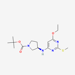 molecular formula C16H26N4O3S B2807686 (R)-tert-Butyl 3-((6-ethoxy-2-(methylthio)pyrimidin-4-yl)amino)pyrrolidine-1-carboxylate CAS No. 1353999-98-0