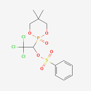 molecular formula C13H16Cl3O6PS B2807698 2,2,2-Trichloro-1-(5,5-dimethyl-2-oxido-1,3,2-dioxaphosphinan-2-yl)ethyl benzenesulfonate CAS No. 445463-63-8