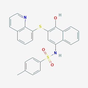 molecular formula C26H20N2O3S2 B280770 N-[4-hydroxy-3-(8-quinolinylsulfanyl)-1-naphthyl]-4-methylbenzenesulfonamide 