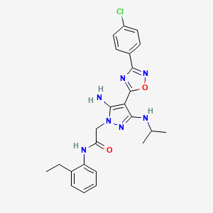 2-(5-amino-4-(3-(4-chlorophenyl)-1,2,4-oxadiazol-5-yl)-3-(isopropylamino)-1H-pyrazol-1-yl)-N-(2-ethylphenyl)acetamide