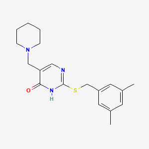 molecular formula C19H25N3OS B2807725 2-{[(3,5-二甲基苯基)甲基]硫醚基}-5-(哌啶-1-基甲基)-1,4-二氢嘧啶-4-酮 CAS No. 1221715-36-1