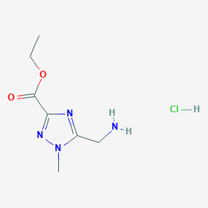 molecular formula C7H13ClN4O2 B2807728 Ethyl 5-(aminomethyl)-1-methyl-1,2,4-triazole-3-carboxylate;hydrochloride CAS No. 2416229-76-8