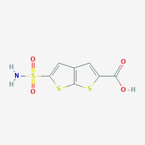 molecular formula C7H5NO4S3 B2807739 5-Sulfamoylthieno[2,3-b]thiophene-2-carboxylic acid CAS No. 2225146-46-1