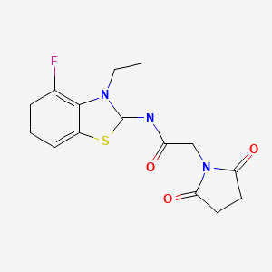 molecular formula C15H14FN3O3S B2807741 2-(2,5-二氧代吡咯烷-1-基)-N-(3-乙基-4-氟-1,3-苯并噻唑-2-基亚乙烯)乙酰胺 CAS No. 868375-77-3