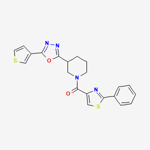 molecular formula C21H18N4O2S2 B2807764 (2-苯基噻唑-4-基)(3-(5-(噻吩-3-基)-1,3,4-噁二唑-2-基)哌啶-1-基)甲酮 CAS No. 1797736-57-2