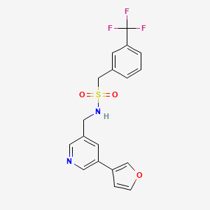 molecular formula C18H15F3N2O3S B2807774 N-{[5-(呋喃-3-基)吡啶-3-基]甲基}-1-[3-(三氟甲基)苯基]甲磺酰胺 CAS No. 2097892-30-1