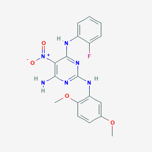 N2-(2,5-dimethoxyphenyl)-N4-(2-fluorophenyl)-5-nitropyrimidine-2,4,6-triamine