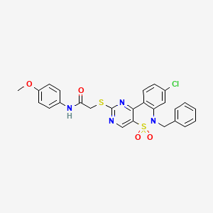 2-[(6-benzyl-8-chloro-5,5-dioxido-6H-pyrimido[5,4-c][2,1]benzothiazin-2-yl)thio]-N-(4-methoxyphenyl)acetamide