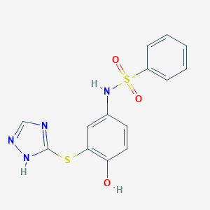 molecular formula C14H12N4O3S2 B280779 N-[4-hydroxy-3-(1H-1,2,4-triazol-3-ylsulfanyl)phenyl]benzenesulfonamide 