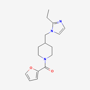 molecular formula C16H21N3O2 B2807794 (4-((2-ethyl-1H-imidazol-1-yl)methyl)piperidin-1-yl)(furan-2-yl)methanone CAS No. 1334372-87-0