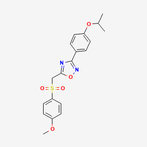 molecular formula C19H20N2O5S B2807795 3-(4-Isopropoxyphenyl)-5-(((4-methoxyphenyl)sulfonyl)methyl)-1,2,4-oxadiazole CAS No. 1105234-57-8