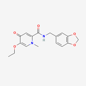 molecular formula C17H18N2O5 B2807798 N-(benzo[d][1,3]dioxol-5-ylmethyl)-5-ethoxy-1-methyl-4-oxo-1,4-dihydropyridine-2-carboxamide CAS No. 1105220-35-6