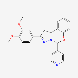 molecular formula C23H21N3O3 B2807801 2-(3,4-Dimethoxyphenyl)-5-(pyridin-4-yl)-1,10b-dihydropyrazolo[1,5-c][1,3]benzoxazine CAS No. 330209-51-3