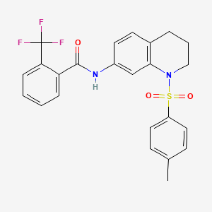 molecular formula C24H21F3N2O3S B2807806 N-(1-tosyl-1,2,3,4-tetrahydroquinolin-7-yl)-2-(trifluoromethyl)benzamide CAS No. 898413-66-6