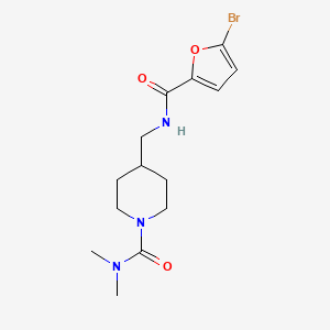 molecular formula C14H20BrN3O3 B2807815 4-((5-溴呋喃-2-甲酰氨基)甲基)-N,N-二甲基哌啶-1-甲酰胺 CAS No. 2034295-20-8