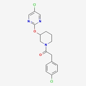 molecular formula C17H17Cl2N3O2 B2807818 2-(4-Chlorophenyl)-1-(3-((5-chloropyrimidin-2-yl)oxy)piperidin-1-yl)ethanone CAS No. 2034622-52-9