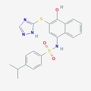 molecular formula C21H20N4O3S2 B280784 N-[4-hydroxy-3-(1H-1,2,4-triazol-3-ylthio)-1-naphthyl]-4-isopropylbenzenesulfonamide 