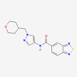 molecular formula C16H17N5O2S B2807858 N-(1-((tetrahydro-2H-pyran-4-yl)methyl)-1H-pyrazol-4-yl)benzo[c][1,2,5]thiadiazole-5-carboxamide CAS No. 1705312-78-2