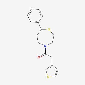 molecular formula C17H19NOS2 B2807866 1-(7-Phenyl-1,4-thiazepan-4-yl)-2-(thiophen-3-yl)ethanone CAS No. 1797562-26-5