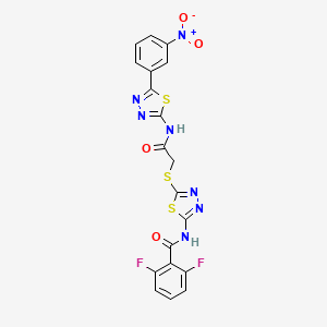 2,6-difluoro-N-(5-((2-((5-(3-nitrophenyl)-1,3,4-thiadiazol-2-yl)amino)-2-oxoethyl)thio)-1,3,4-thiadiazol-2-yl)benzamide