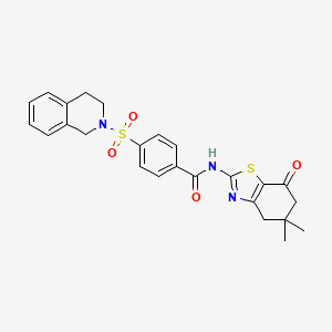 molecular formula C25H25N3O4S2 B2807868 4-((3,4-dihydroisoquinolin-2(1H)-yl)sulfonyl)-N-(5,5-dimethyl-7-oxo-4,5,6,7-tetrahydrobenzo[d]thiazol-2-yl)benzamide CAS No. 684231-69-4