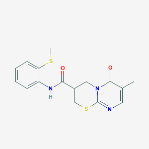 molecular formula C16H17N3O2S2 B2807872 7-methyl-N-(2-(methylthio)phenyl)-6-oxo-2,3,4,6-tetrahydropyrimido[2,1-b][1,3]thiazine-3-carboxamide CAS No. 1421475-86-6