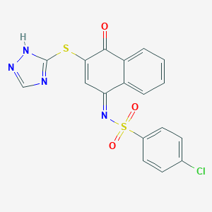 molecular formula C18H11ClN4O3S2 B280788 4-chloro-N-(4-oxo-3-(1H-1,2,4-triazol-3-ylsulfanyl)-1(4H)-naphthalenylidene)benzenesulfonamide 