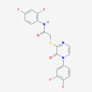 molecular formula C18H11F4N3O2S B2807884 N-(2,4-二氟苯基)-2-[4-(3,4-二氟苯基)-3-氧代吡嗪-2-基]硫醇乙酰胺 CAS No. 899759-81-0