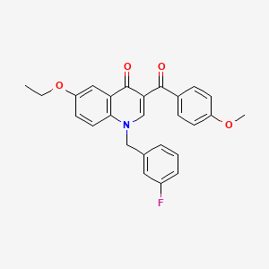 molecular formula C26H22FNO4 B2807888 6-Ethoxy-1-[(3-fluorophenyl)methyl]-3-(4-methoxybenzoyl)quinolin-4-one CAS No. 866809-27-0