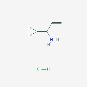 molecular formula C6H12ClN B2807889 1-Cyclopropylprop-2-en-1-amine;hydrochloride CAS No. 1160756-80-8